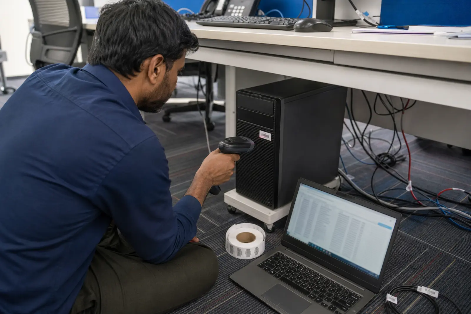 On-site asset verification with a barcode scanner